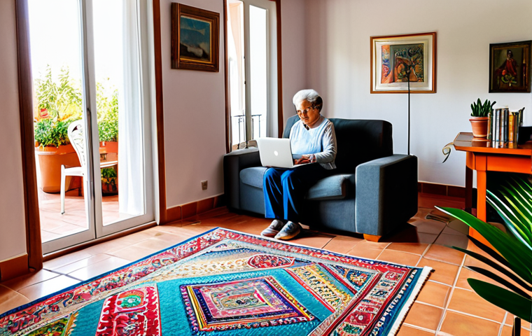 **
"A cozy, intergenerational family living room in a Spanish villa. Abuela is tending to indoor plants, a young child is reading on a colorful rug, and a father is working on a laptop at a desk near a bright window. Warm, natural lighting, comfortable furniture, safe for work, appropriate content, fully clothed, professional family portrait, perfect anatomy, correct proportions, well-formed hands, modest clothing."
**