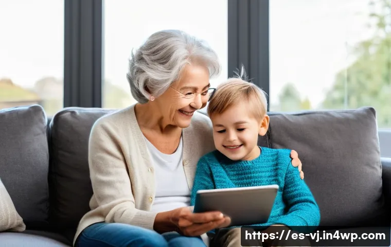 효과적인 멀티제너레이션 주거 소통 채널 - **Prompt 1: Intergenerational Digital Connection**
    "A heartwarming and bright indoor scene featu...